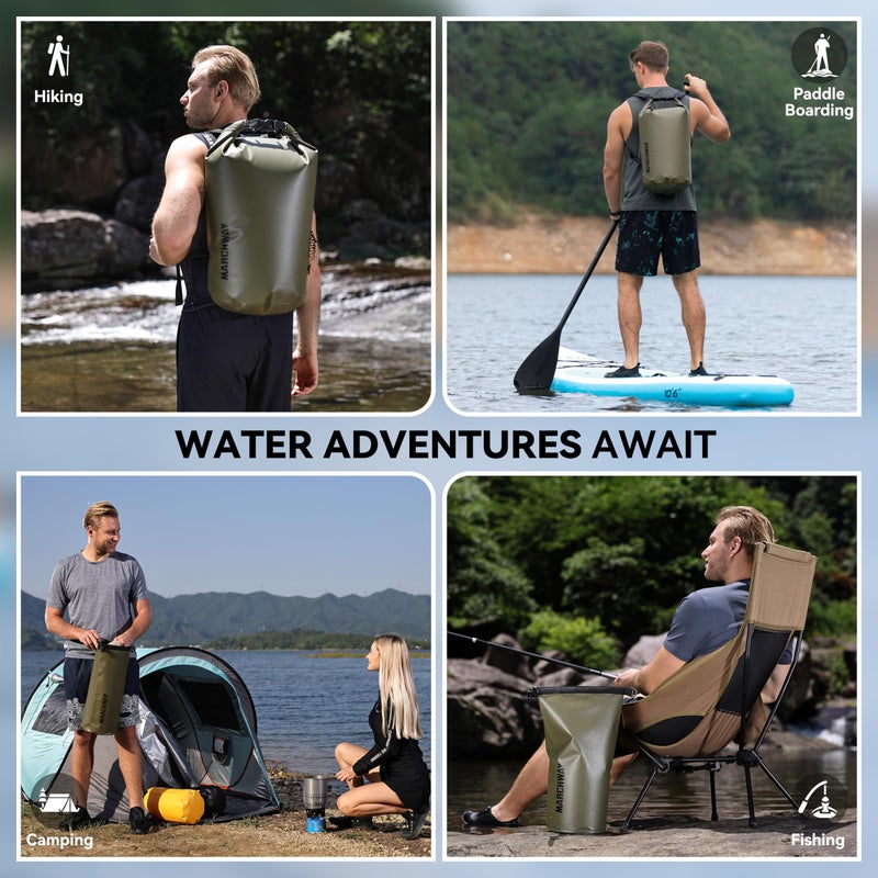 MARCHWAY Floating Waterproof Dry Bag Backpack 5L/10L/20L/30L/40L, Roll Top Sack Keeps Gear Dry for Kayaking, Rafting, Boating, Swimming, Camping, Hiking, Beach, Fishing (Army Green, 10L) - Image 5